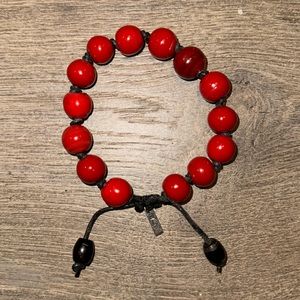 Lazaro Soho Red Carnelian Black Bead String Bracelet